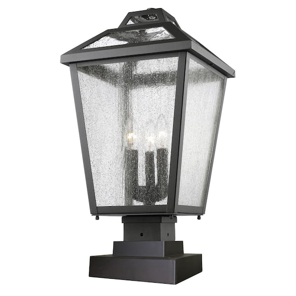 Unbranded Bayland 21.5 in. 3-Light Black Aluminum Outdoor Hardwired Weather Resistant Pier Mount Light with No Bulbs Included