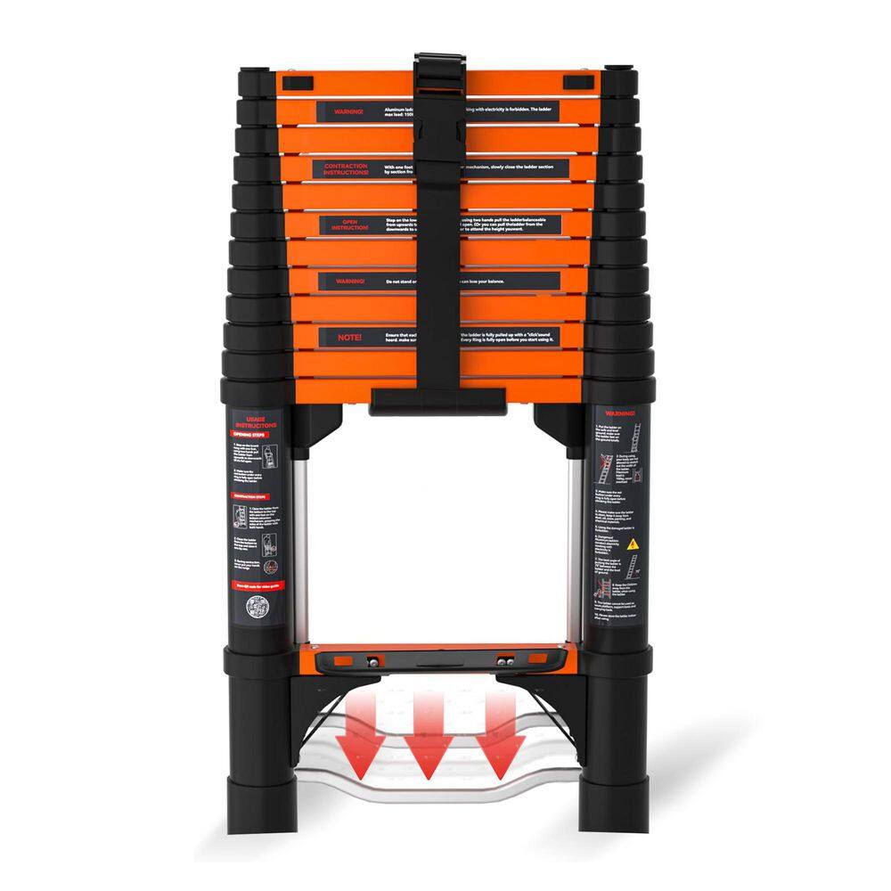 12.5 ft telescoping aluminum extension ladder 330 lbs load quick fold safety locking for RV home outdoor 1 Piece price history on PriceWatchPro