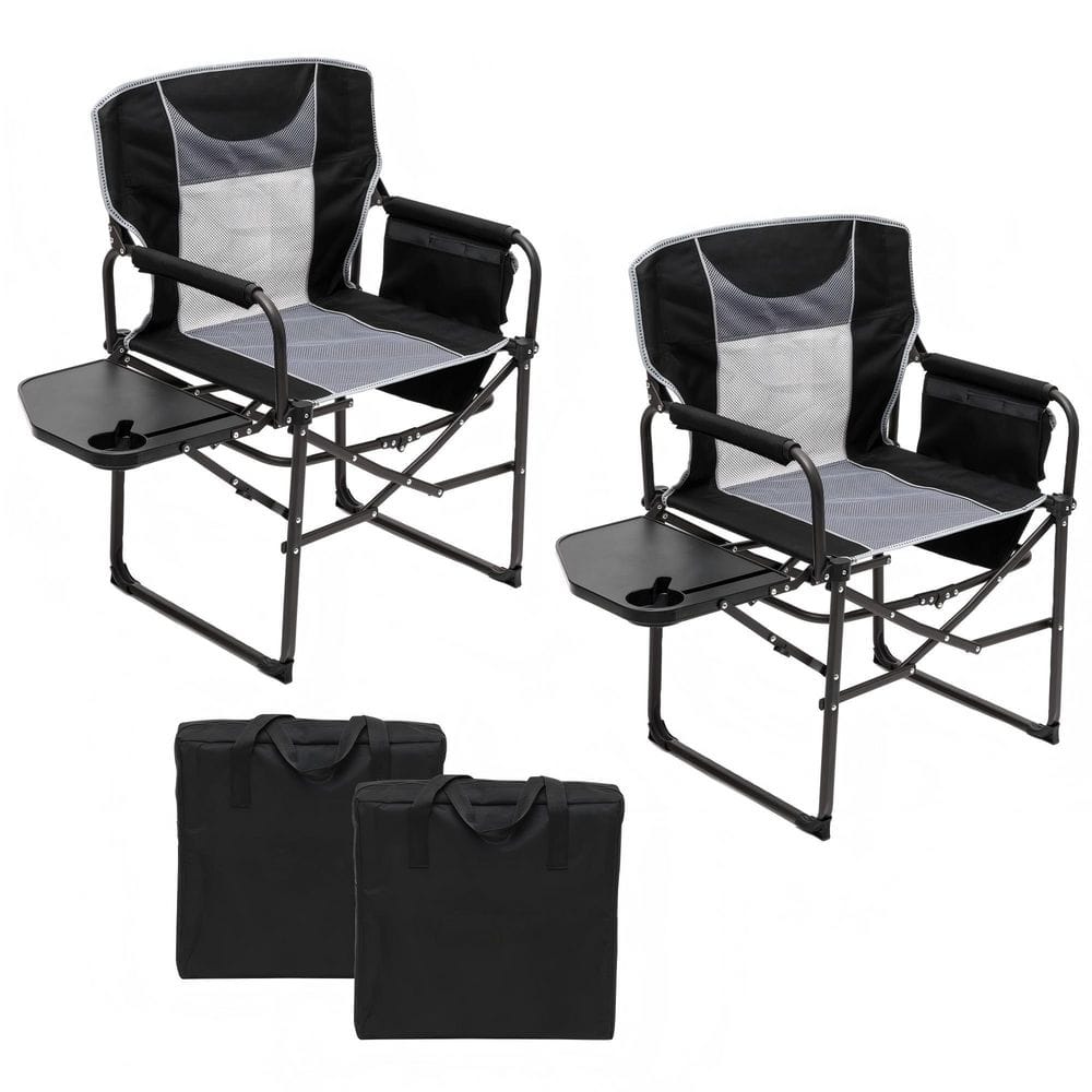 2-Pack Foldable Camping Chairs, Heavy Duty Oversized Portable Folding Chair with Side Table, Pocket for Outdoor price history on PriceWatchPro