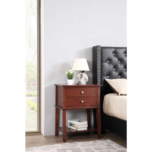 AndMakers Newton 2-Drawer Cherry Nightstand (28 in. H x 22 in. W x 16 in. D)