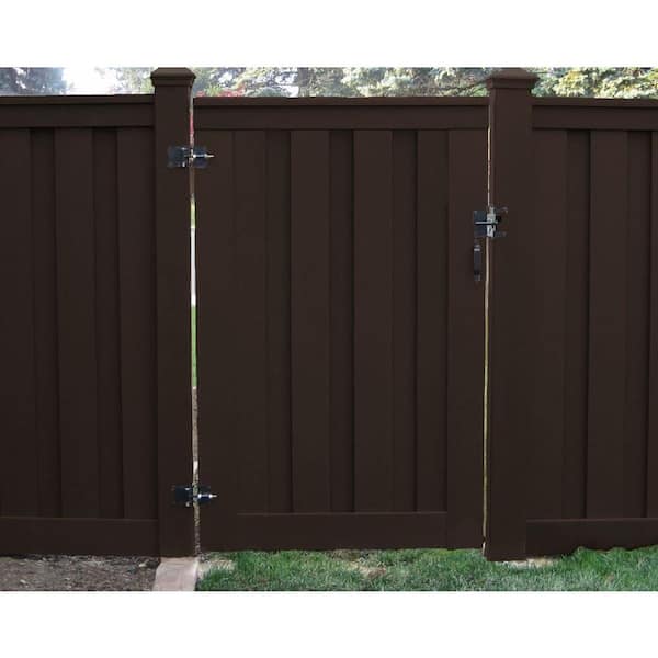Seclusions 4 ft. x 6 ft. Woodland Brown Wood-Plastic Composite Privacy Fence Single Gate with Hardware