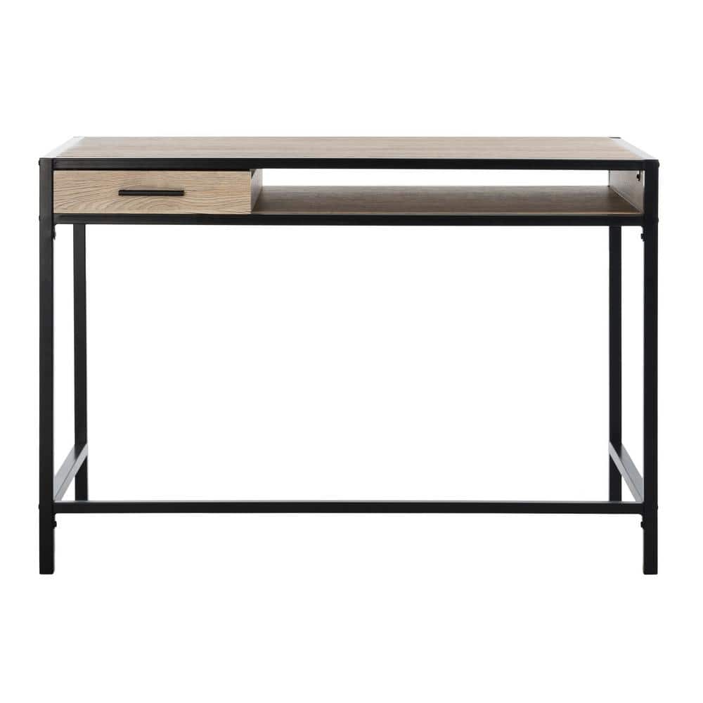 Alan Rustic Brown and Black Wood Corner Desk with Drawer