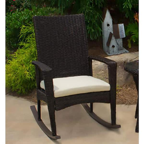 Tortuga Outdoor Bayview Pecan 3 Piece Wicker Rocking Chair Set With Tan Cushion Bay Rs3 - Outdoor Patio Rocking Chair Sets Uk