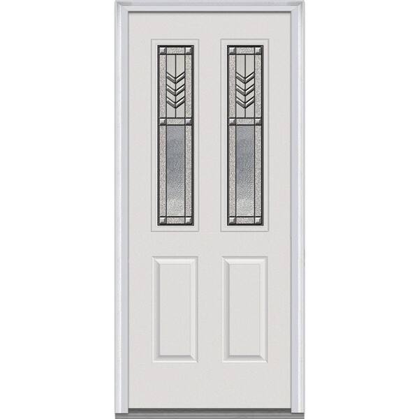 MMI Door 30 in. x 80 in. Prairie Bevel Right-Hand 2-1/2 Lite 2-Panel Classic Primed Fiberglass Smooth Prehung Front Door