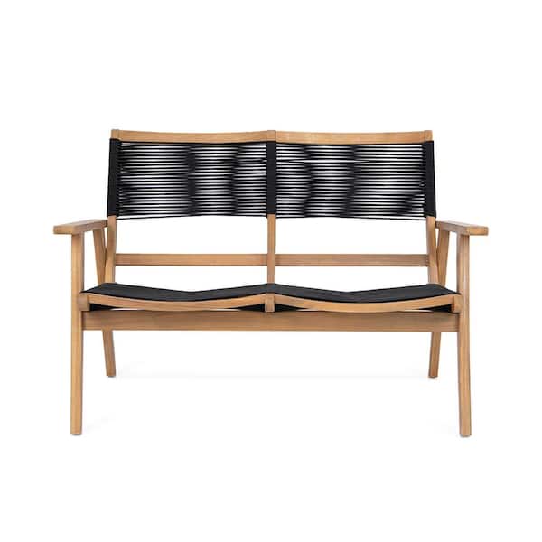 Zeus & Ruta 4-Piece Brown Outdoor Wood Patio Conversation Set with Coffee Table for Porch, Backyard and Garden