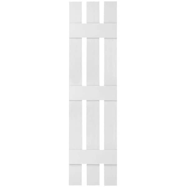 Ekena Millwork 12 in. x 80 in. Lifetime Vinyl Custom Three Board Spaced Board and Batten Shutters Pair White