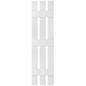 12 in. x 95 in. Lifetime Vinyl Custom Three Board Spaced Board and Batten Shutters Pair White