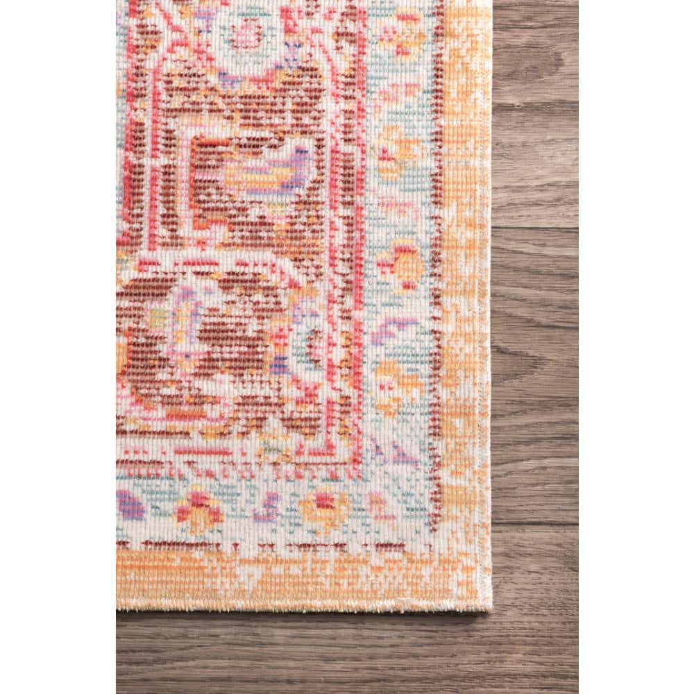 Vintage Orange Synthetic Easy Care Area Rug