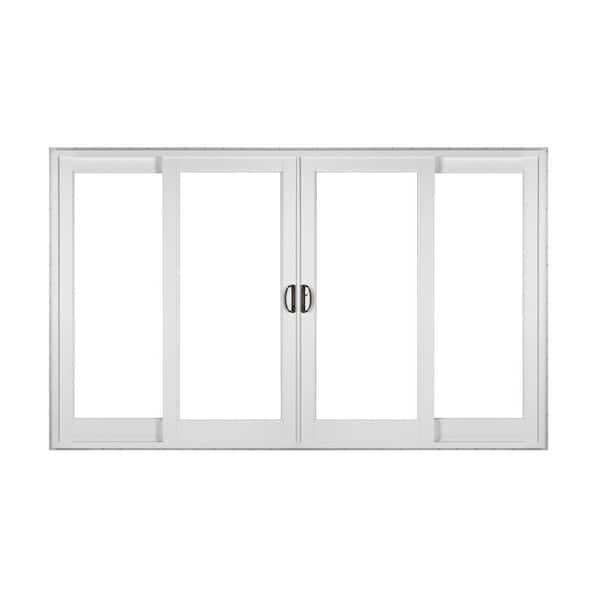 SIMONTON White 4-Panel French Rail Sliding Patio Door with ProSolar Low-E Glass, Custom Interior Hardware