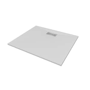 48 in. L x 42 in. W x 1.125 in. H Solid Composite Stone Shower Pan Base with Center Back Drain in White Sand