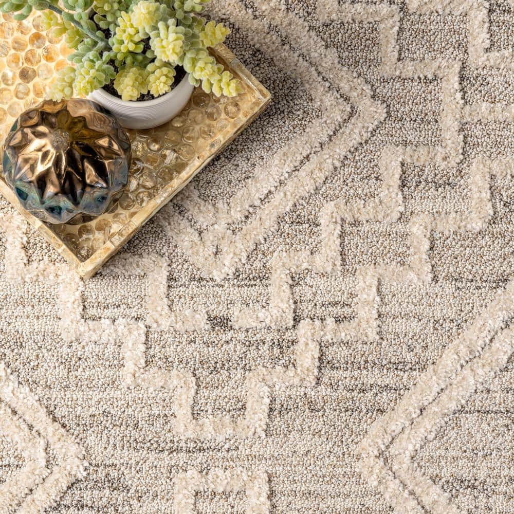 Cameron High Low Moroccan Textured 5'x8' Area Rug in Beige