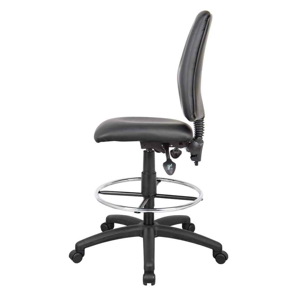 Black High Back Armless Leather Drafting Chair