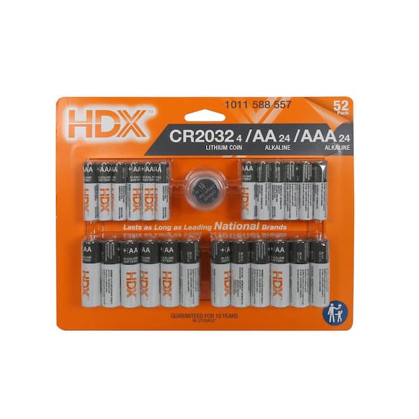 HDX Battery Multipack (AAA 24ct, AA 24ct, and CR2032 4ct)