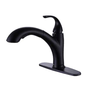 Single Handle Pull-Out Sprayer Kitchen Faucet Deckplate Included in Matte Black