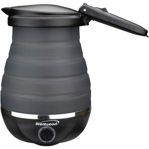 Brentwood 3.4-Cup Black Dual-Voltage Collapsible Travel Kettle