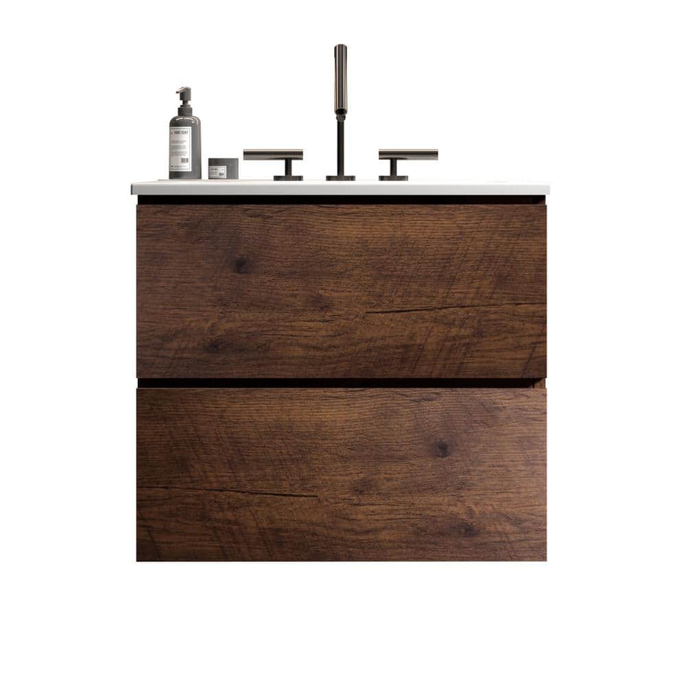24 in. W x 18 in. D x 21 in. H Single Sink Floating Bath Vanity in Walnut with White Ceramic Top price history on PriceWatchPro