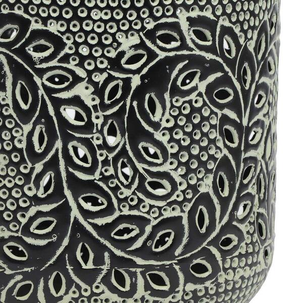15 in. H Blackish Green Metal Boho Handcrafted Decorative