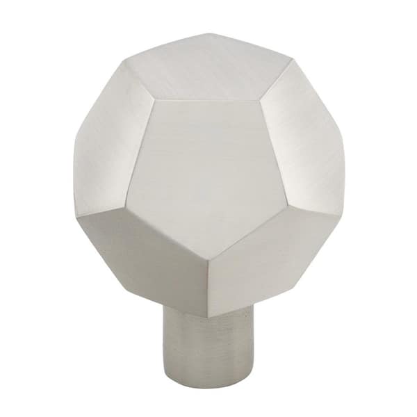 GlideRite 1-1/2 in. Satin Nickel Solid Faceted Cabinet Drawer Knobs (10-Pack)