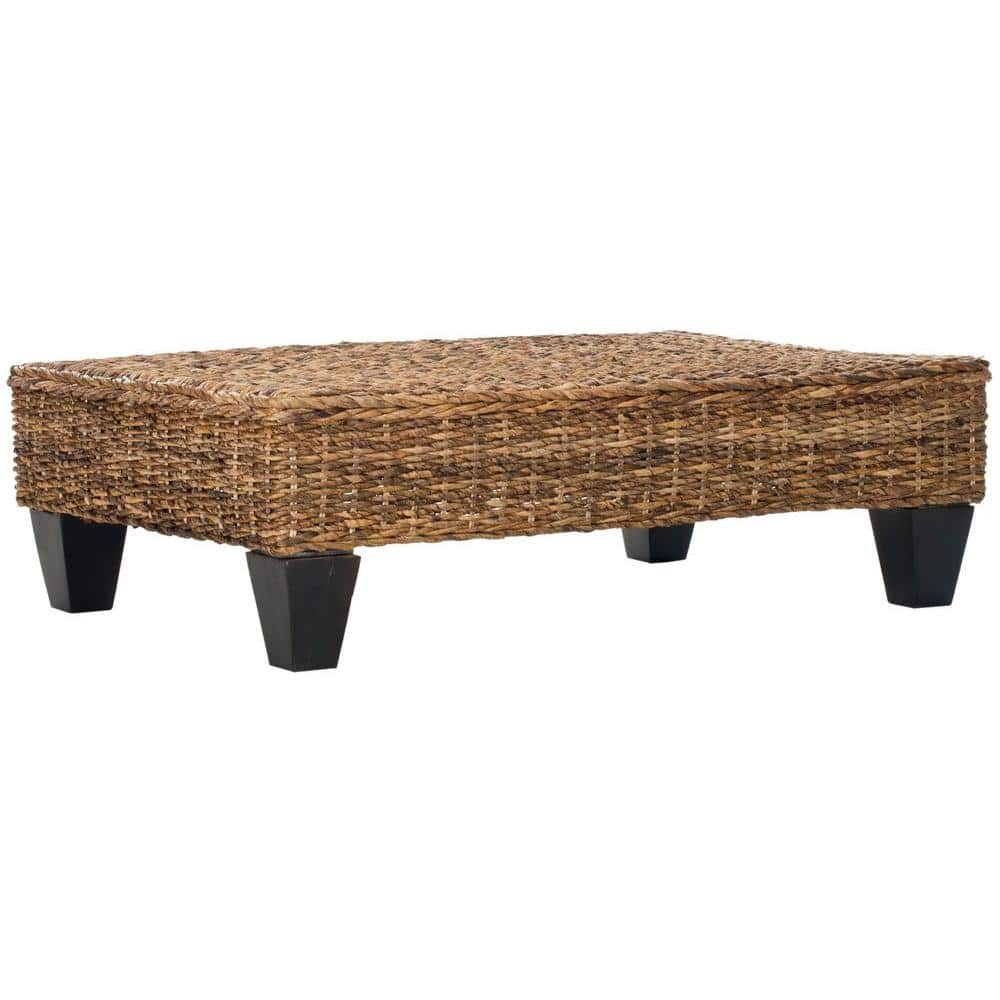 Leary Natural Wicker and Mango Wood Transitional Bench