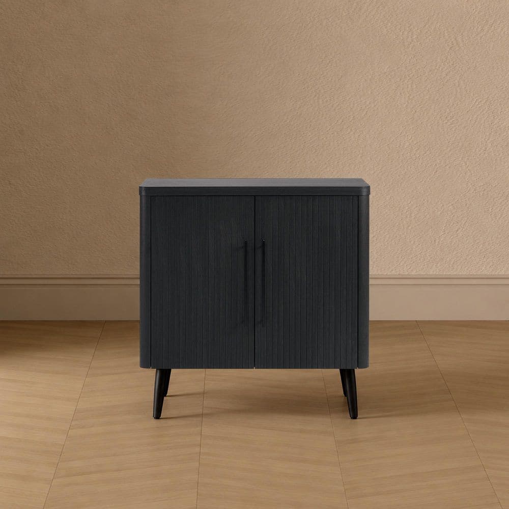 Jodie Charcoal Grey 32 in. H Mid-Century Modern Accent Cabinet with 2 Shelves