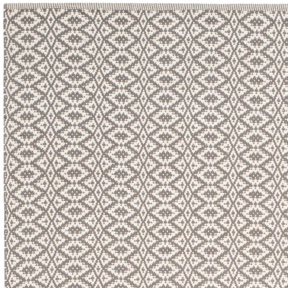 Ivory and Grey Rectangular Flat Woven Wool Cotton Rug, 4' x 6'