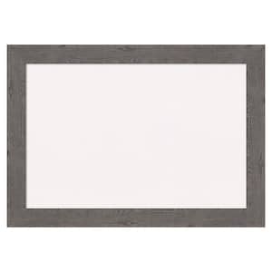 Rustic Plank Grey Narrow White Corkboard 27 in. x 19 in. Bulletin Board Memo Board
