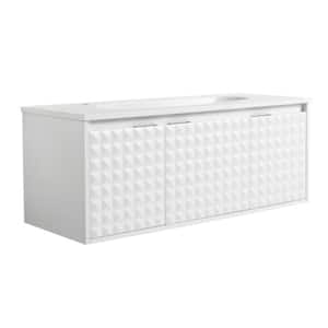 GLEM03 48.00 in. W x 18.20 in. D x 18.50 in. H Single Sink Floating Bath Vanity in White with White Solid Surface Top