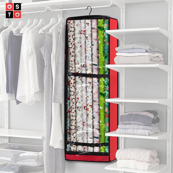 Wrapping Paper Storage & Gift Wrap Organizer - Fits Up To 20 Long 42 Rolls  - Clear Window To See Inside - Section