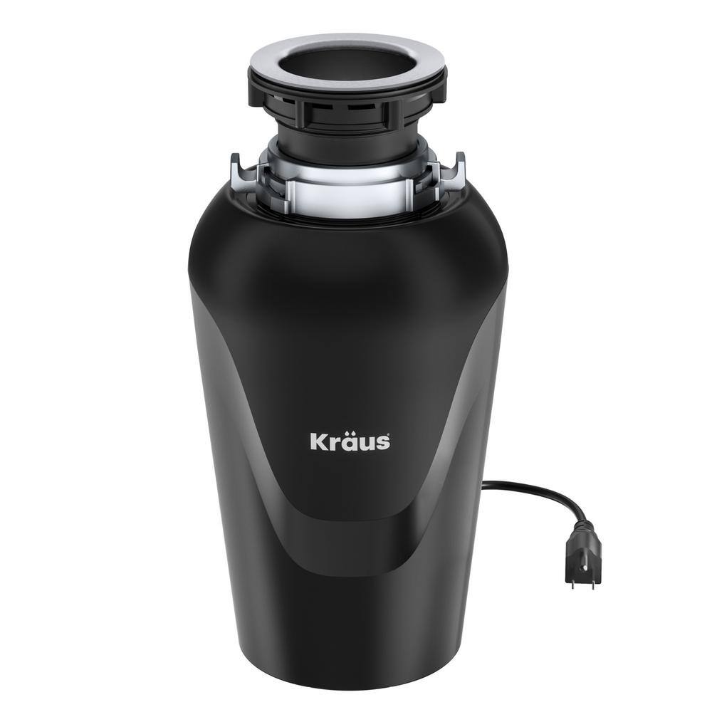 KRAUS WasteGuard 3/4 HP Continuous Feed Garbage Disposal with Ultra-Quiet  Motor for Kitchen Sinks with Power Cord and Flange KWD100-75MBL The Home  Depot