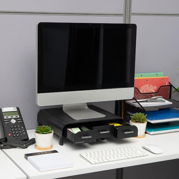 VIVO Black 46 Clamp-on Desk Shelf, Large Monitor Laptop Riser Desk  Organizer