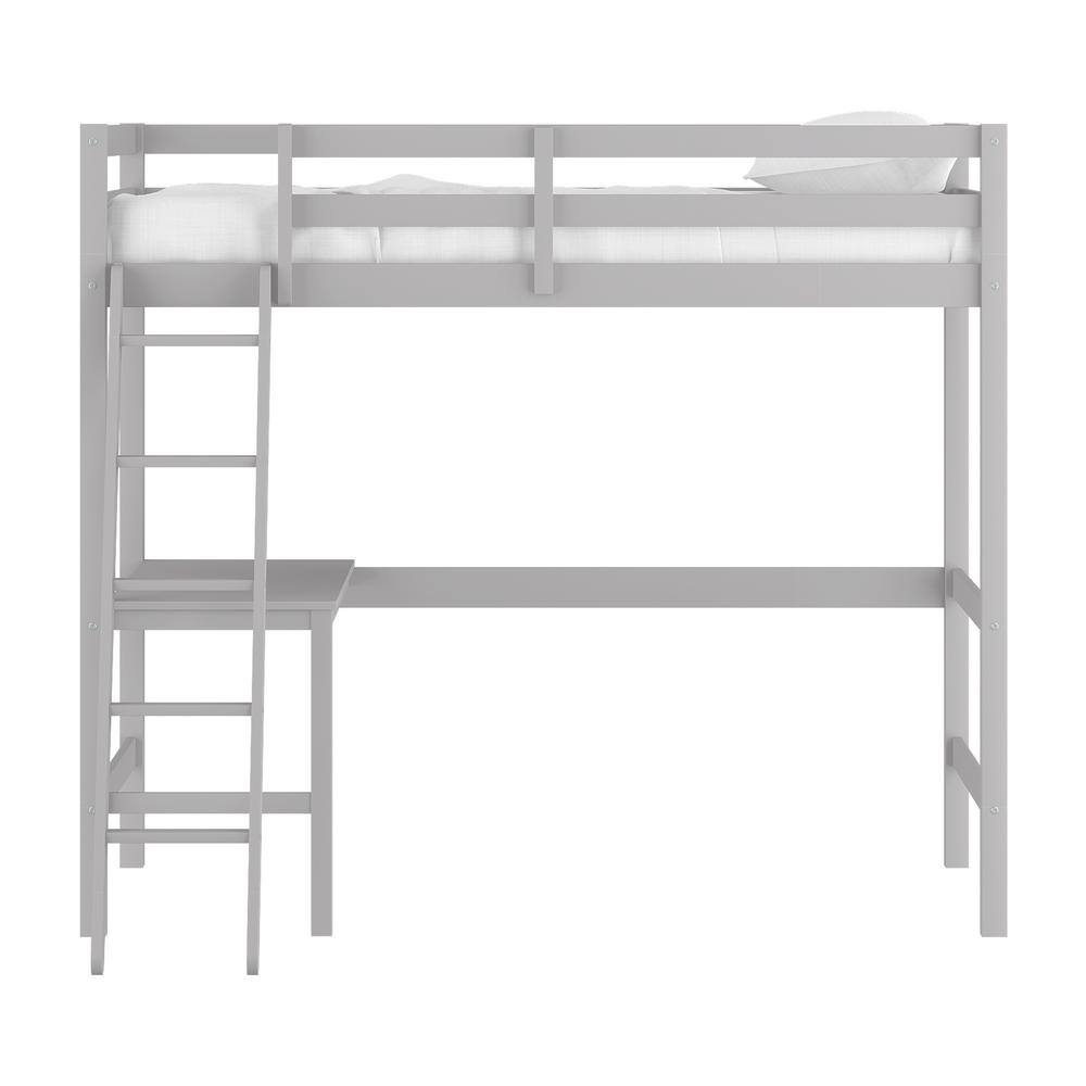 Hillsdale Furniture Gray Baylor Wood Twin Loft Bunk Bed with Study Desk