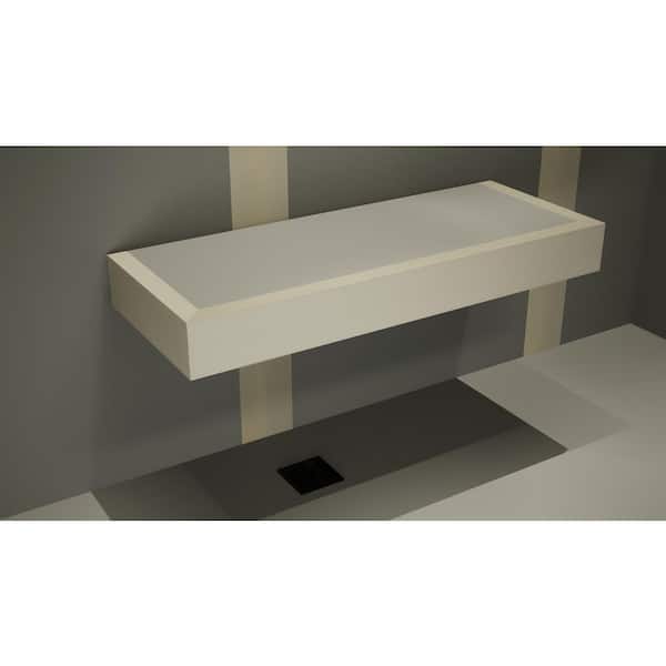 Unbranded 72 in. x 14 in. x 4 in. Original Floating Shower Bench Kit XPS Concrete Gray Mesh Board Original Shower Bench Bracket