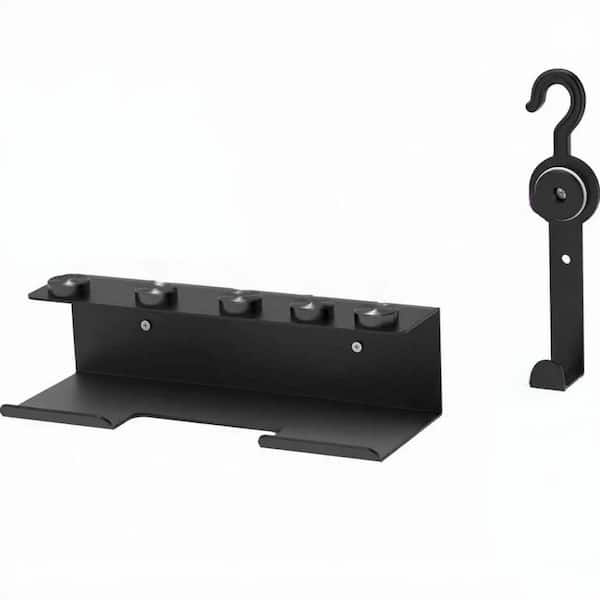 12.2 in. W Hair Tool Organizer, Hair Dryer and Curling Wand Organizer with Cord Hanger in Black