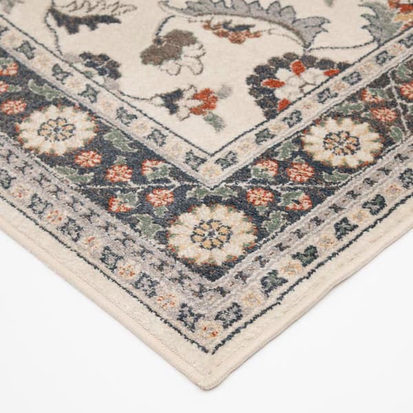 Capri Elina Alabaster/Storm 26 in. W x 12 in. L Your Choice Length Stair Runner Coverage Area 2.17 sq. ft.