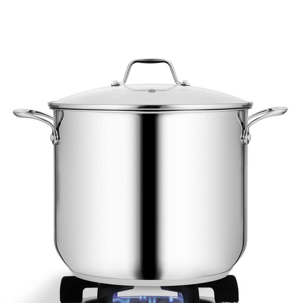 NutriChef 15 qt. Stainless Steel Cookware Stock Pot Heavy Duty