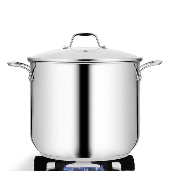 15 qt. Stainless Steel Cookware Stock Pot Heavy Duty Induction Pot Soup Pot with Lid