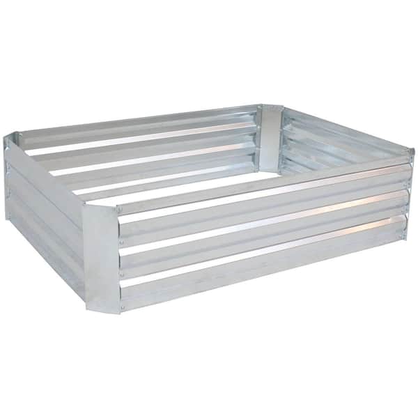 Cisvio 47 in. W x 11.75 in. H Silver Raised Corrugated Galvanized Steel Rectangular Garden Bed for Plants Vegetables and Flower