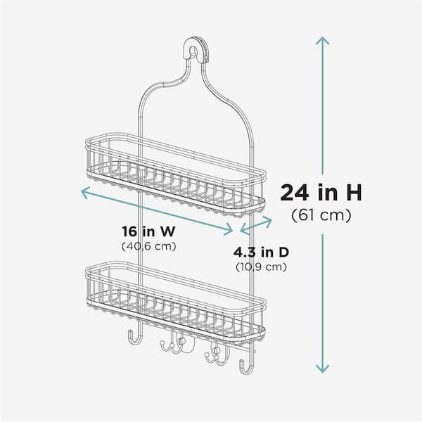 Zenna Home Satin Nickel Steel 2-Shelf Hanging Shower Caddy 16-in x 4.3-in x  24-in in the Bathtub & Shower Caddies department at