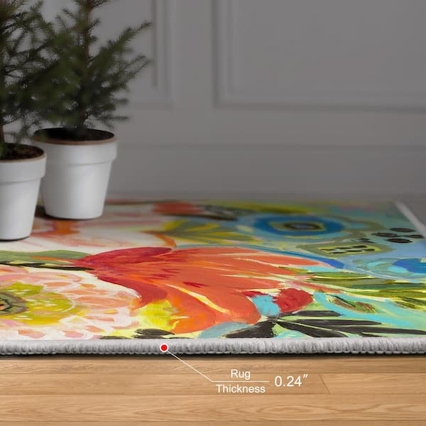 Multi-Colored 5 ft. x 8 ft. Secret Garden Floral III Washable Art Area Rug