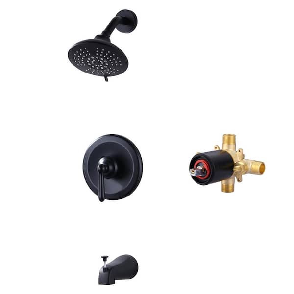 ALEASHA Retro Single Handle 5-Spray Tub and Shower Faucet 1.8 GPM Tub Spout in. Matte Black (Valve Included)
