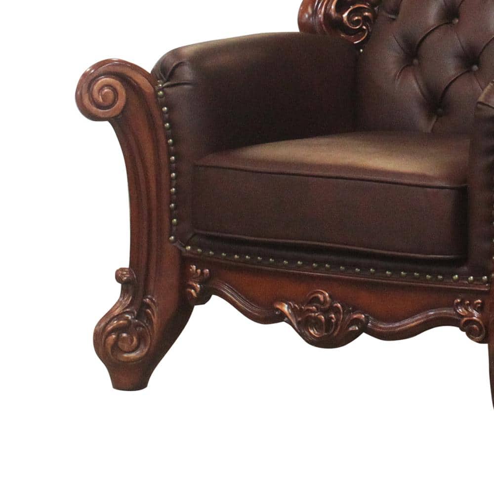 Vendome Cherry Faux Leather Handcrafted Chair with Pillow