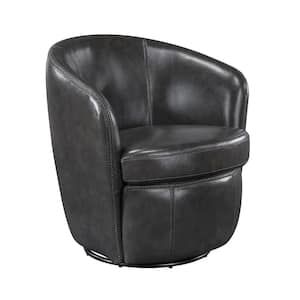 Lazzara Genevieve Bronze Leather Upholstery Swivel Arm Chair 9276