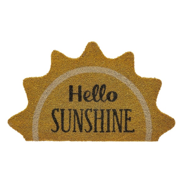 Hello Sunshine Shape 18 in. x 30 in. Indoor/Outdoor Coir Door Mat