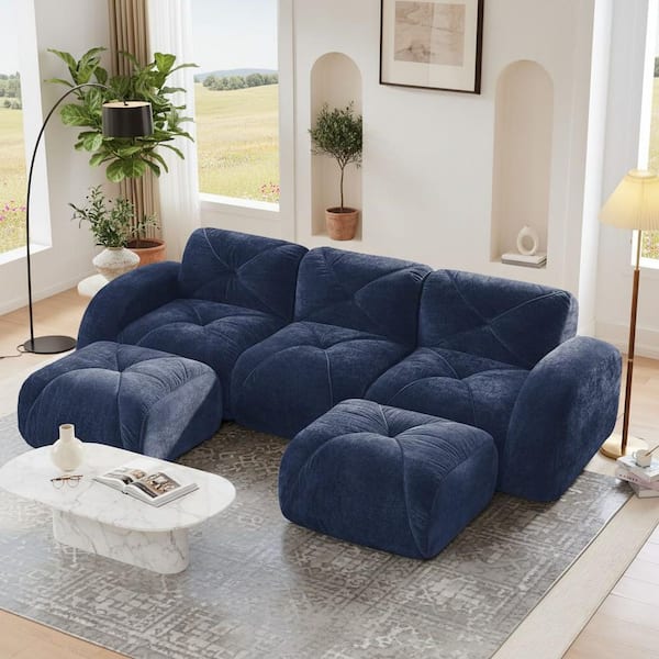 Homy Casa SAND 110.6 in. Oversize U-Shape Modular Velvet 3-Seat