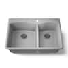 Kennon Neoroc Matte Grey Granite Composite 33 in. 1-Hole Double Bowl Drop-In Kitchen Sink