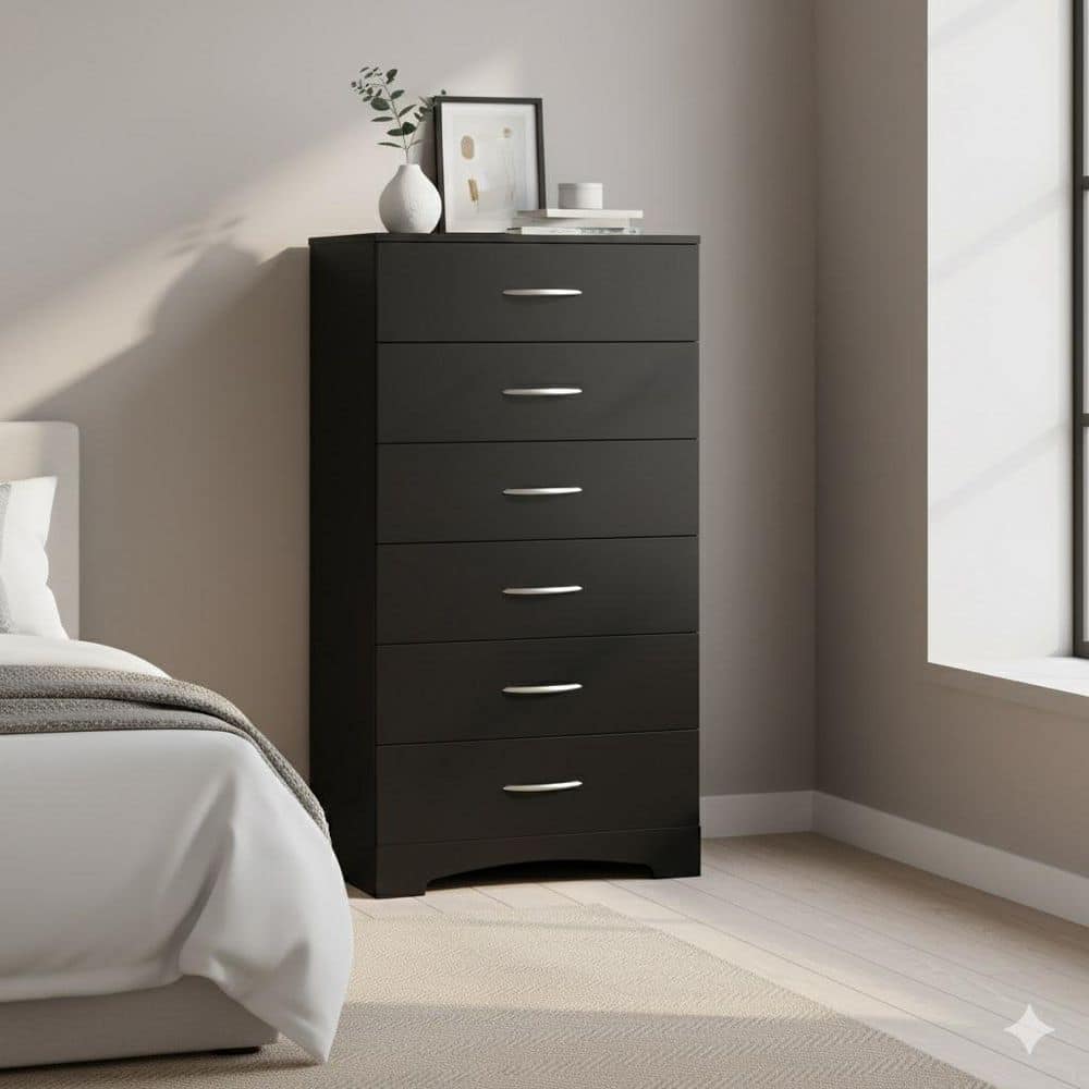 Black 6 Drawers 26 in. Chest Of Drawers price history on PriceWatchPro