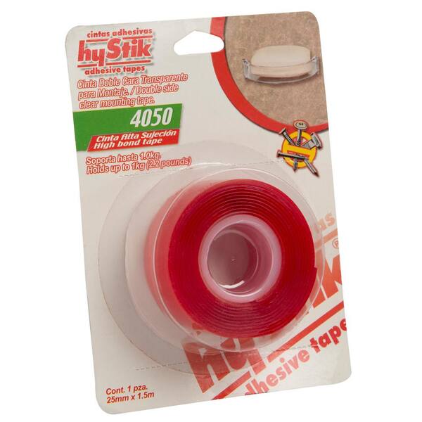 hyStik 4050 1 in. x 1.67 yds. Clear Mounting Tape with Red Liner (1-Roll)