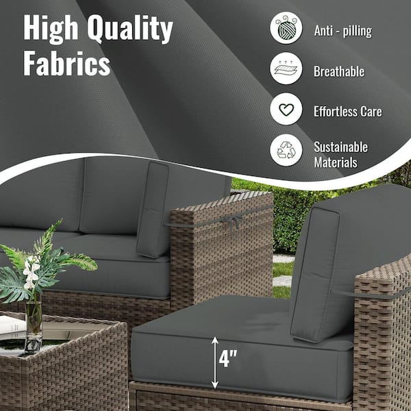 FKS LIFE Patio Furniture Cushions 14 Piece Water-Resistant Outdoor Sectional Ratten Conversation Set Black FKS LIFE Patio Furniture Cushions 14 Piece Water-Resistant Outdoor Sectional Ratten Conversation Set Black
