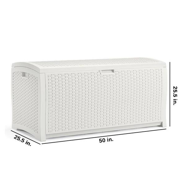 Unbranded - 99 Gal. White Resin Deck Box with Hinged Lid