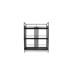 34 in. Black Metal 3-shelf Etagere Bookcase with Open Back